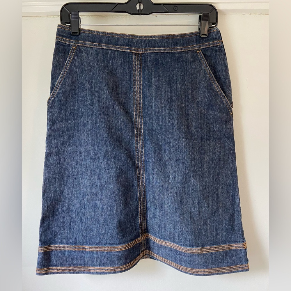 Boden Dark Blue Denim A-Line Skirt